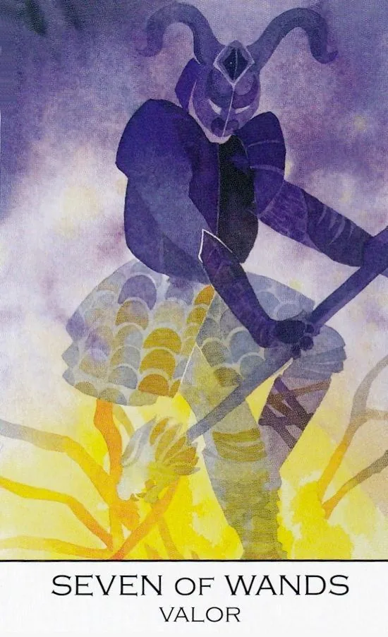 7 of Wands card from the Zillich Tarot deck