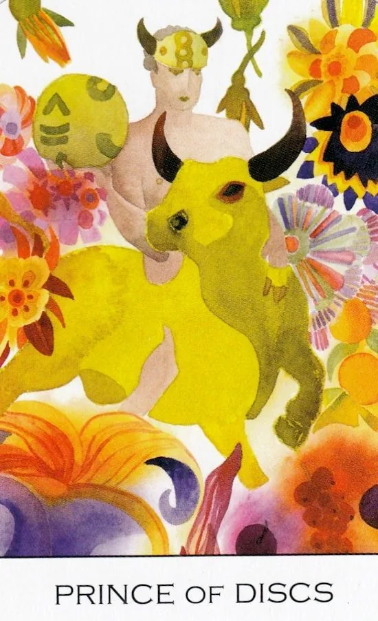 Prince of Discs card from the Zillich Tarot deck