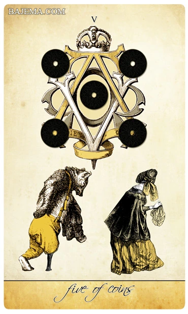 Five of Coins - Isidore Tarot - Bethalynne Bajema