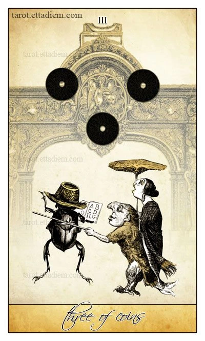 Three of Coins - Isidore Tarot - Bethalynne Bajema