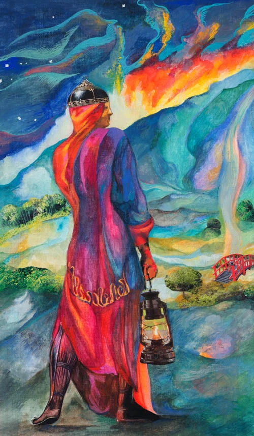 Two of Fire - Japaridze Tarot - Nino Japaridze